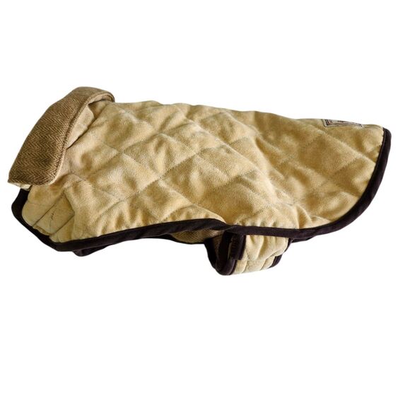 Woolrich Pet Jacket 12" Tan Beige Hook and Loop Closure Collared Quilted Casual - Picture 4 of 7
